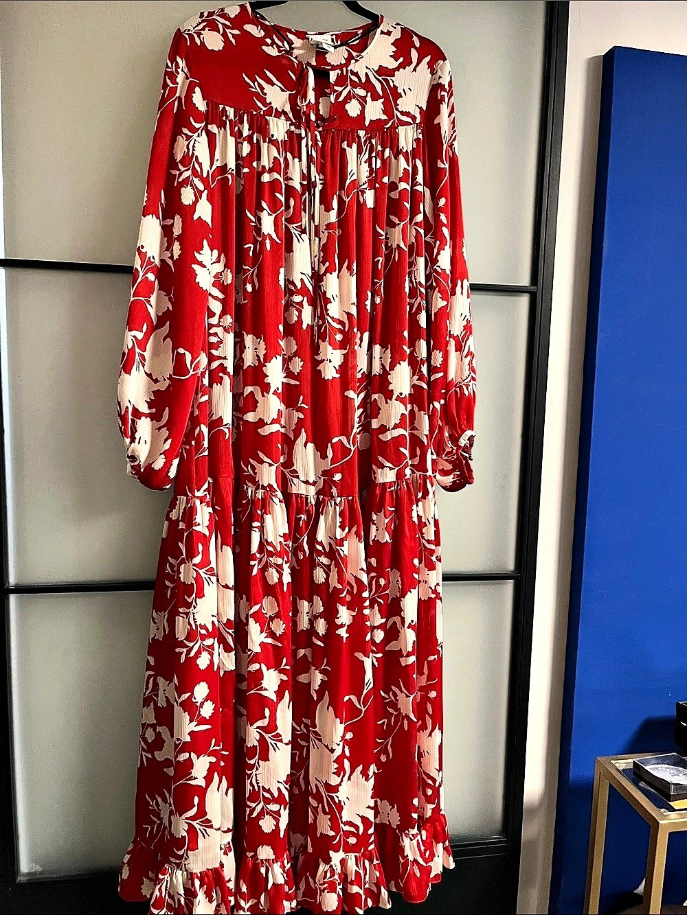 H&M Johanna Ortiz x H&M Red Floral Maxi Dress Red & White M